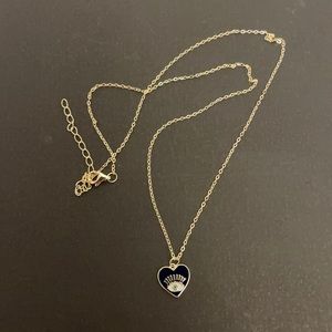 New 14KT gold plate sterling silver enamel evil eye necklace.